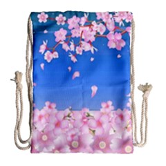 Sakura Cherry Blossom Night Moon Drawstring Bag (large) by Simbadda