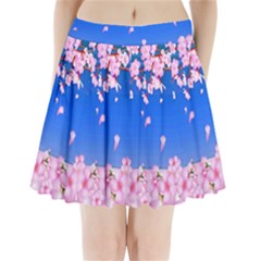 Sakura Cherry Blossom Night Moon Pleated Mini Skirt by Simbadda