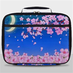 Sakura Cherry Blossom Night Moon Full Print Lunch Bag by Simbadda