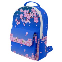 Sakura Cherry Blossom Night Moon Flap Pocket Backpack (small) by Simbadda