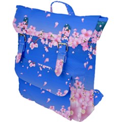 Sakura Cherry Blossom Night Moon Buckle Up Backpack by Simbadda