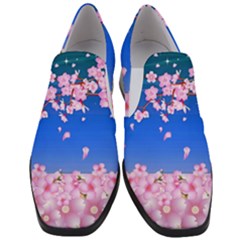 Sakura Cherry Blossom Night Moon Women Slip On Heel Loafers by Simbadda