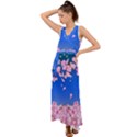 Sakura Cherry Blossom Night Moon V-Neck Chiffon Maxi Dress View1