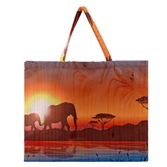 African Background Zipper Large Tote Bag by Simbadda