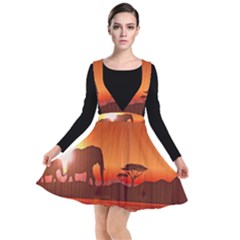 African Background Plunge Pinafore Dress by Simbadda