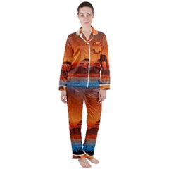 African Background Satin Long Sleeve Pyjamas Set by Simbadda