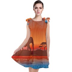 African Background Tie Up Tunic Dress by Simbadda