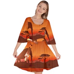 African Background Velour Kimono Dress by Simbadda