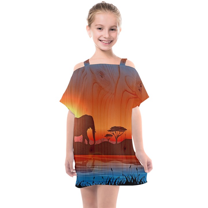 African Background Kids  One Piece Chiffon Dress