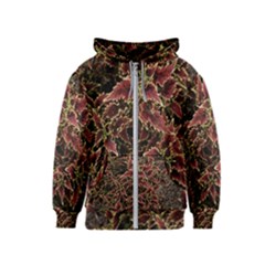 Plant Colorful Red Garden Leaves Kids  Zipper Hoodie by Simbadda