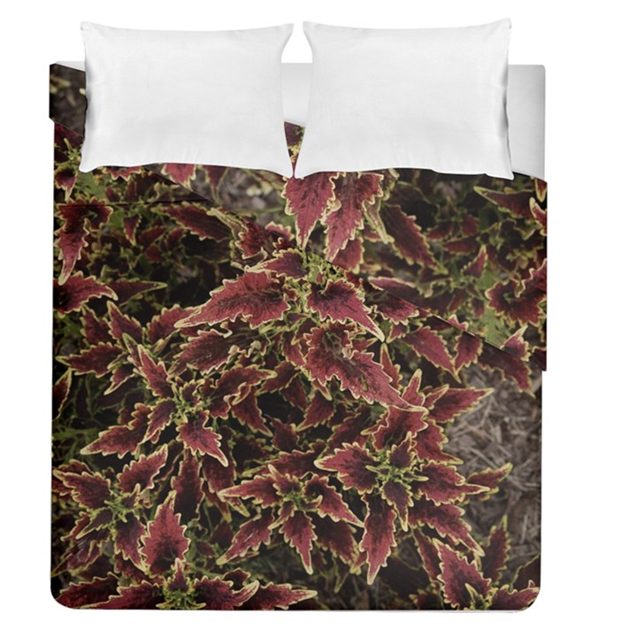 Plant Colorful Red Garden Leaves Duvet Cover Double Side (Queen Size)