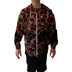 Plant Colorful Red Garden Leaves Kids  Hooded Windbreaker by Simbadda