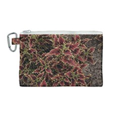 Plant Colorful Red Garden Leaves Canvas Cosmetic Bag (medium)