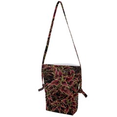 Plant Colorful Red Garden Leaves Folding Shoulder Bag by Simbadda