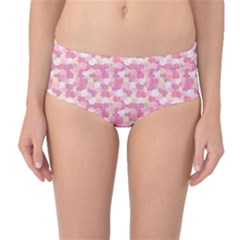 Peony Pattern Pink Scrapbookin Mid-waist Bikini Bottoms by Simbadda