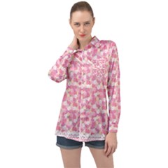 Peony Pattern Pink Scrapbookin Long Sleeve Satin Shirt