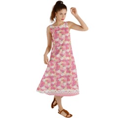 Peony Pattern Pink Scrapbookin Summer Maxi Dress