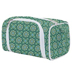 Green Abstract Geometry Pattern Toiletries Pouch