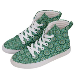 Green Abstract Geometry Pattern Men s Hi-top Skate Sneakers by Simbadda