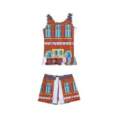 City Buildings Brick Architecture Kids  Boyleg Swimsuit by Simbadda