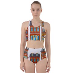 City Buildings Brick Architecture Racer Back Bikini Set by Simbadda