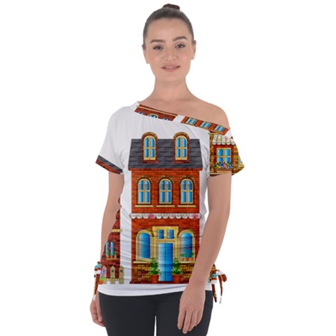 City Buildings Brick Architecture Tie-up Tee by Simbadda