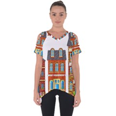 City Buildings Brick Architecture Cut Out Side Drop Tee by Simbadda