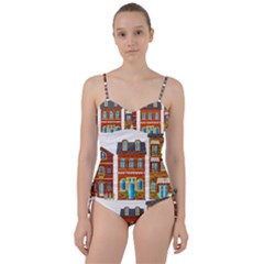 City Buildings Brick Architecture Sweetheart Tankini Set by Simbadda