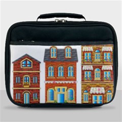 City Buildings Brick Architecture Lunch Bag by Simbadda