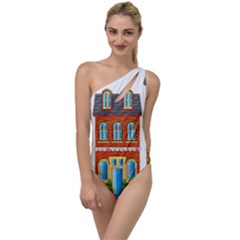 City Buildings Brick Architecture To One Side Swimsuit by Simbadda