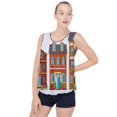 City Buildings Brick Architecture Bubble Hem Chiffon Tank Top by Simbadda