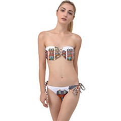 City Buildings Brick Architecture Twist Bandeau Bikini Set by Simbadda