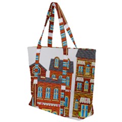 City Buildings Brick Architecture Zip Up Canvas Bag by Simbadda