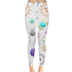 Shapes Stars Moon Sun Pattern Leggings  by Simbadda