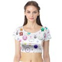 Shapes Stars Moon Sun Pattern Short Sleeve Crop Top View1