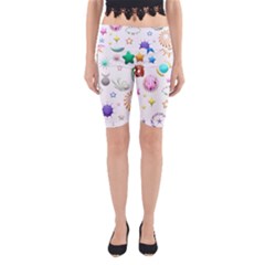 Shapes Stars Moon Sun Pattern Yoga Cropped Leggings by Simbadda