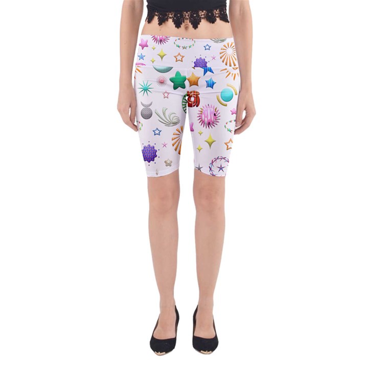 Shapes Stars Moon Sun Pattern Yoga Cropped Leggings