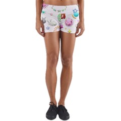 Shapes Stars Moon Sun Pattern Yoga Shorts by Simbadda