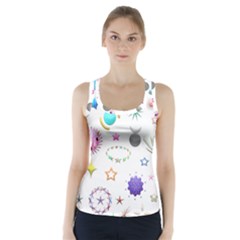 Shapes Stars Moon Sun Pattern Racer Back Sports Top by Simbadda