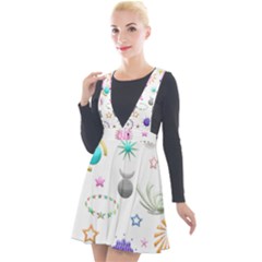 Shapes Stars Moon Sun Pattern Plunge Pinafore Velour Dress by Simbadda