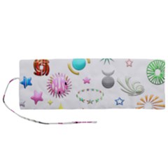 Shapes Stars Moon Sun Pattern Roll Up Canvas Pencil Holder (m) by Simbadda