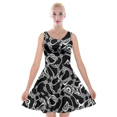 Unfinishedbusiness Black On White Velvet Skater Dress