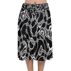 Unfinishedbusiness Black On White Velvet Flared Midi Skirt