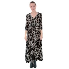 Unfinishedbusiness Black On White Button Up Maxi Dress