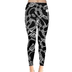 Unfinishedbusiness Black On White Leggings  by designsbyamerianna