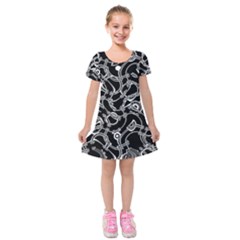 Unfinishedbusiness Black On White Kids  Short Sleeve Velvet Dress