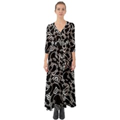 Unfinishedbusiness Black On White Button Up Boho Maxi Dress