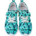 Teal Triangles Pattern Men s Velcro Strap Shoes View1