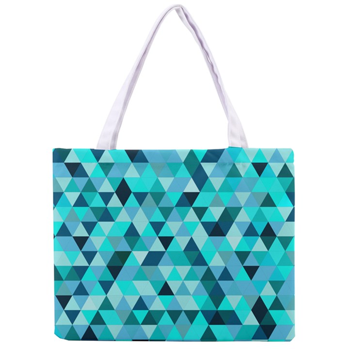 Teal Triangles Pattern Mini Tote Bag