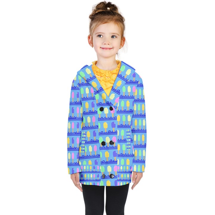 Ice Cream Bar Pattern Kids  Double Breasted Button Coat